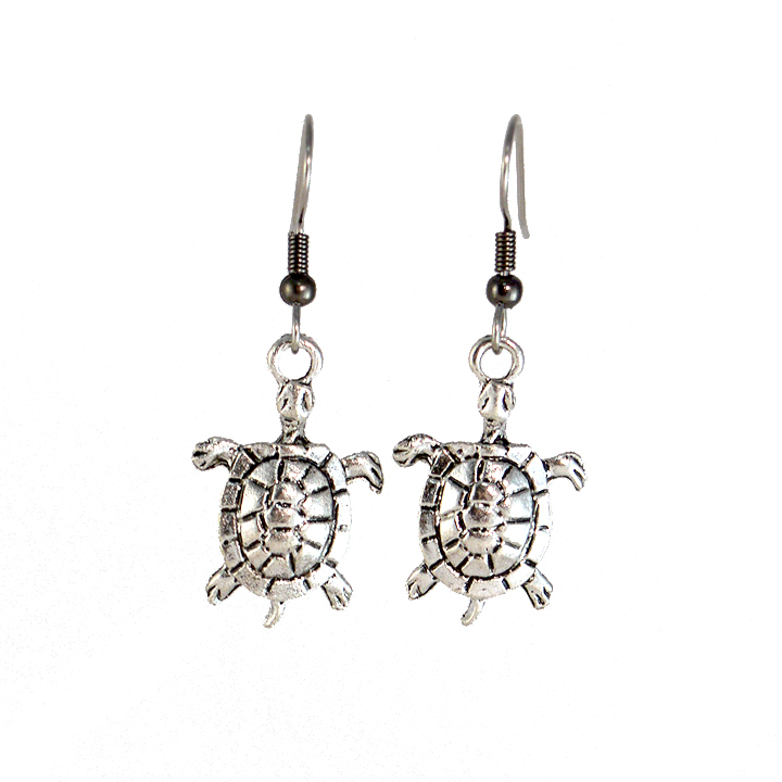 Silver Toned Turtle Earrings - Megan Petersen Jewelry