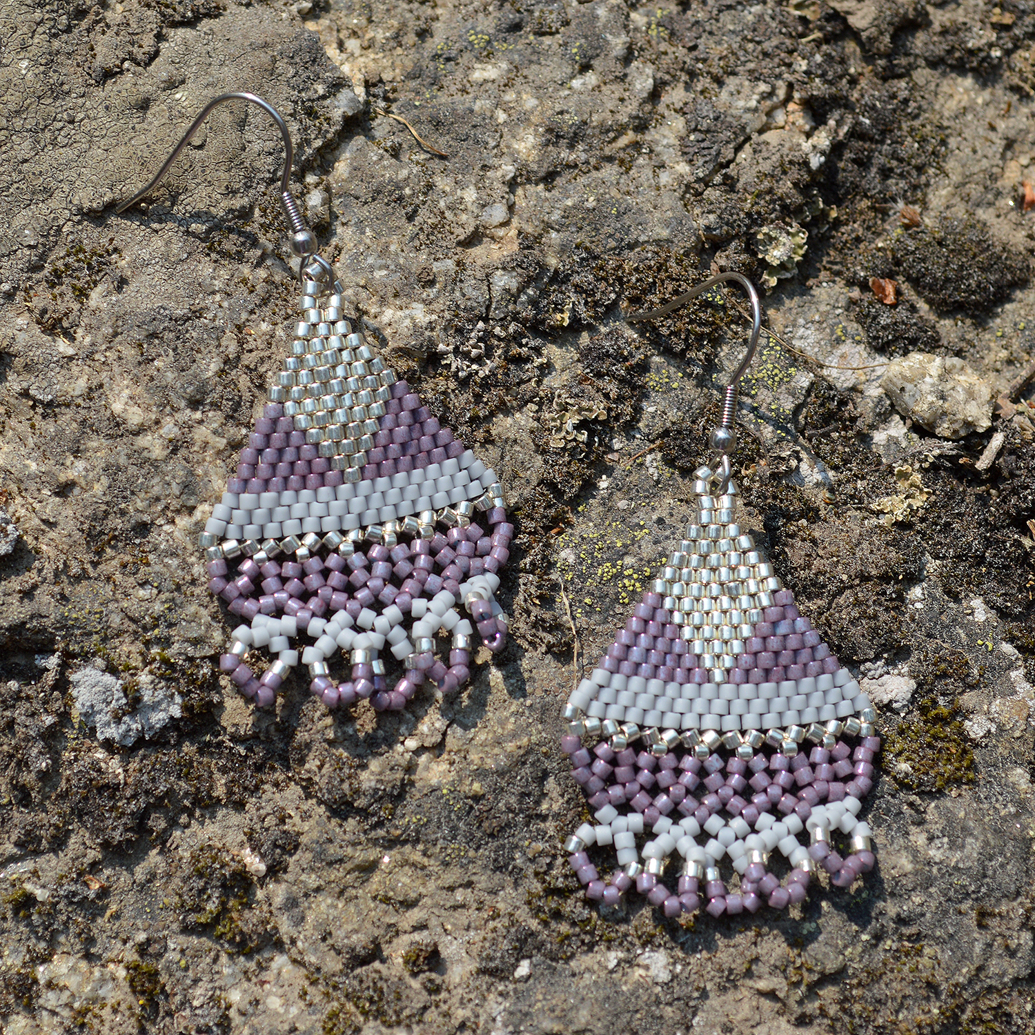 bohemian purple earrings pair