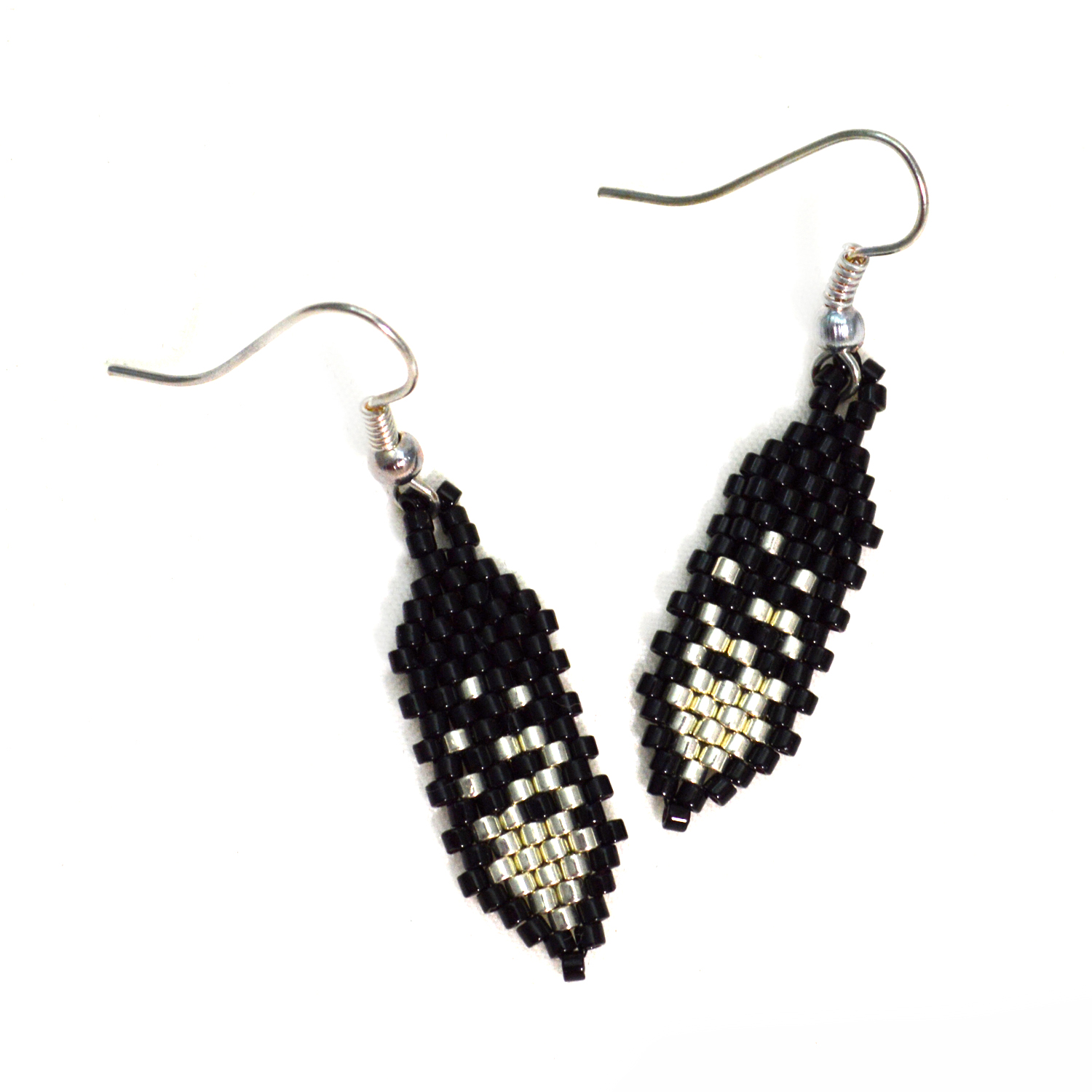 black and silver earrings