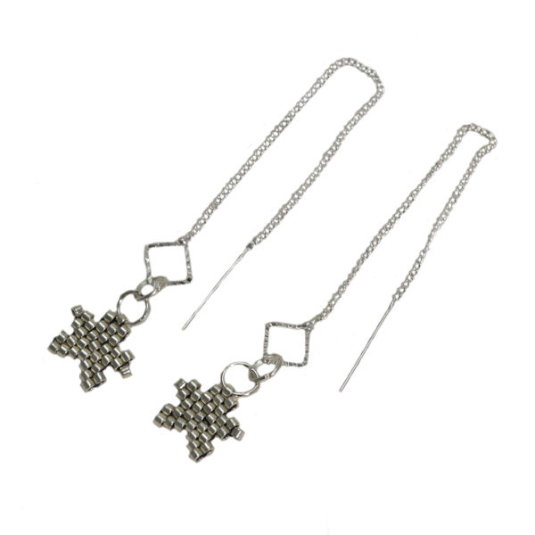 drop star threader earrings silver