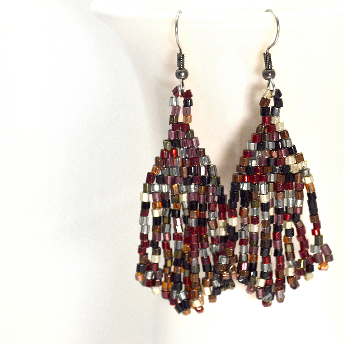 wine color jewelry red tassel earrngs