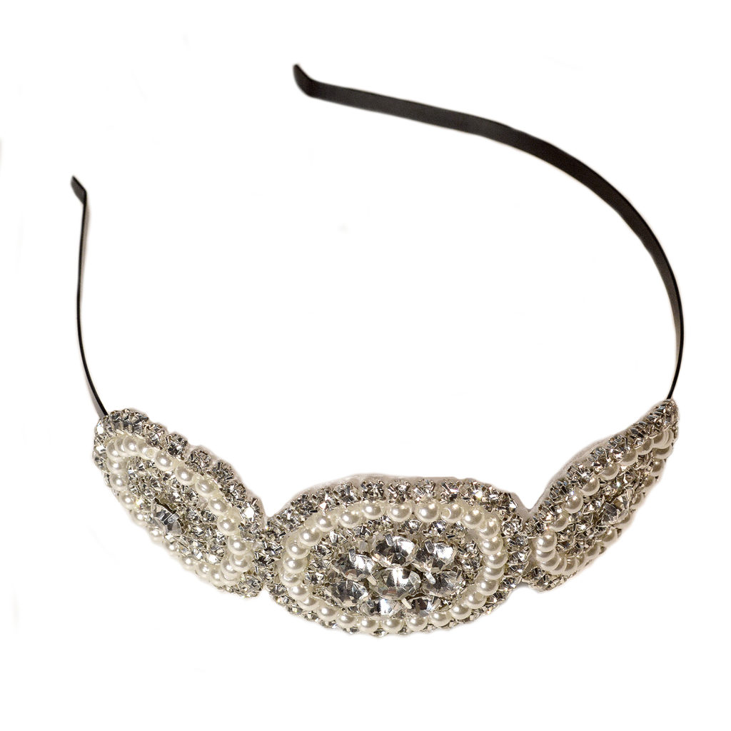 Rhinestone Pearl Womens Headband - Megan Petersen Jewelry