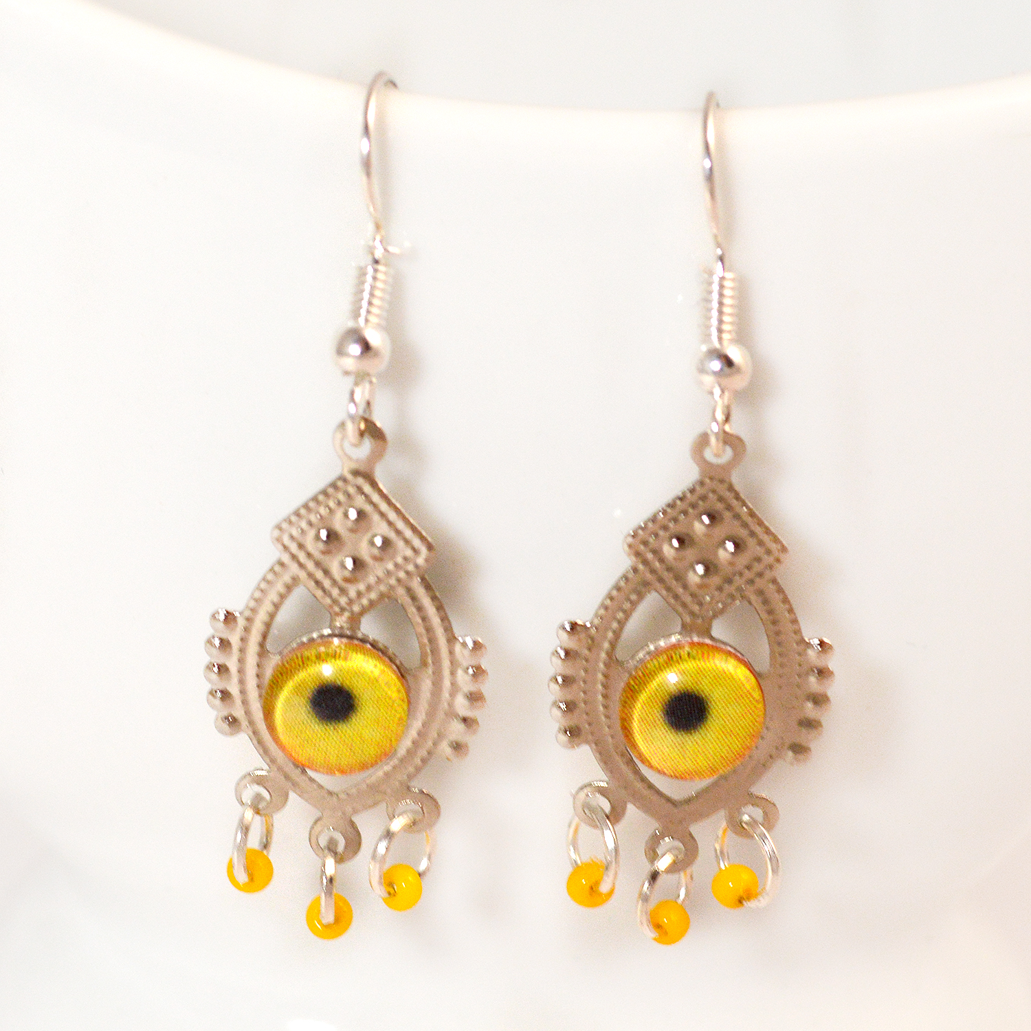 Wild Yellow Evil Eye Earrings