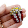 beaded popcorn brooch movie theater pin