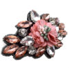 rose pink and gray rhinestone flower hair barrette